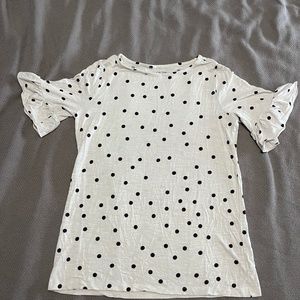 Loft Shirt Size M cream with plum polka dots